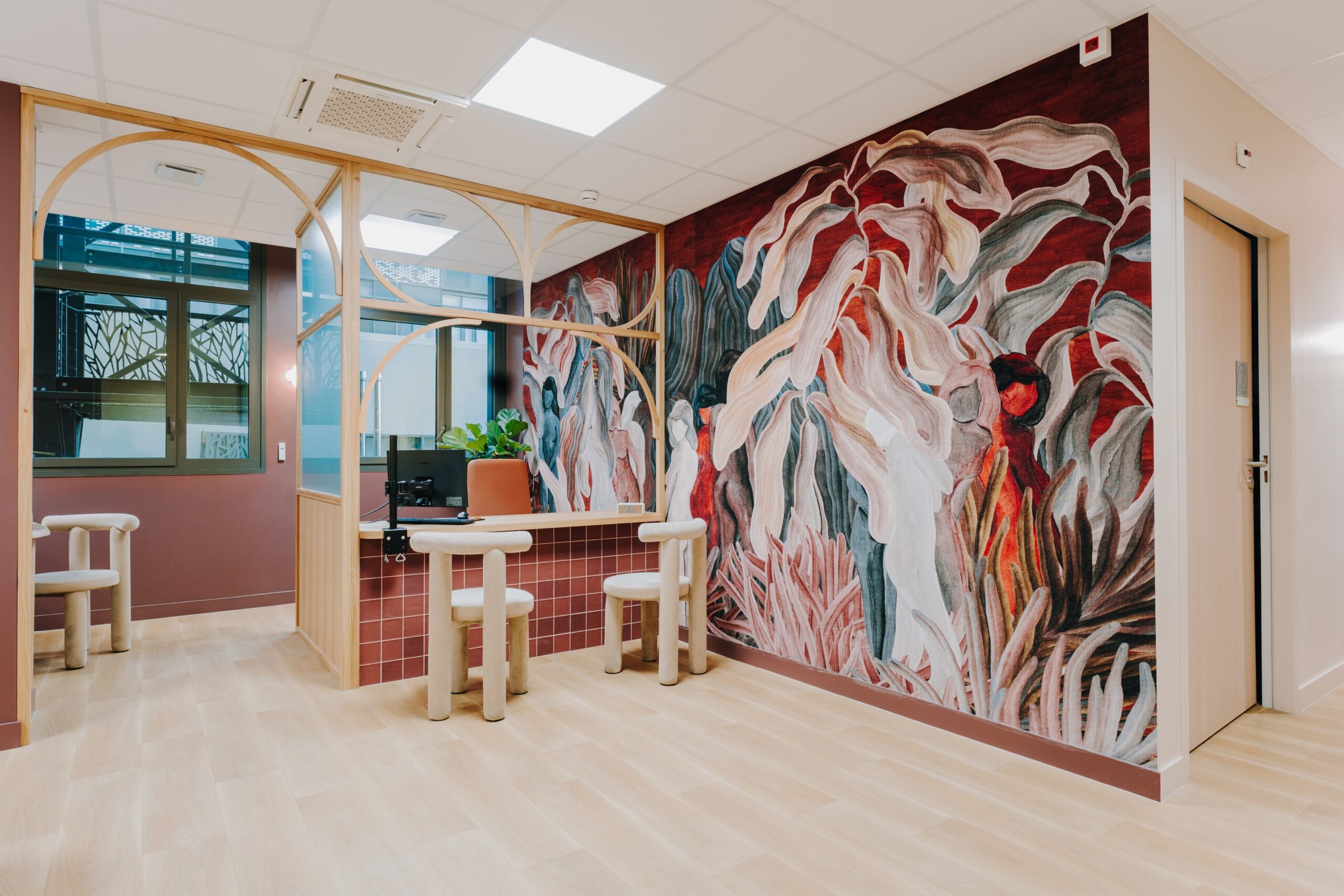 Accueil, verrière, aménagement