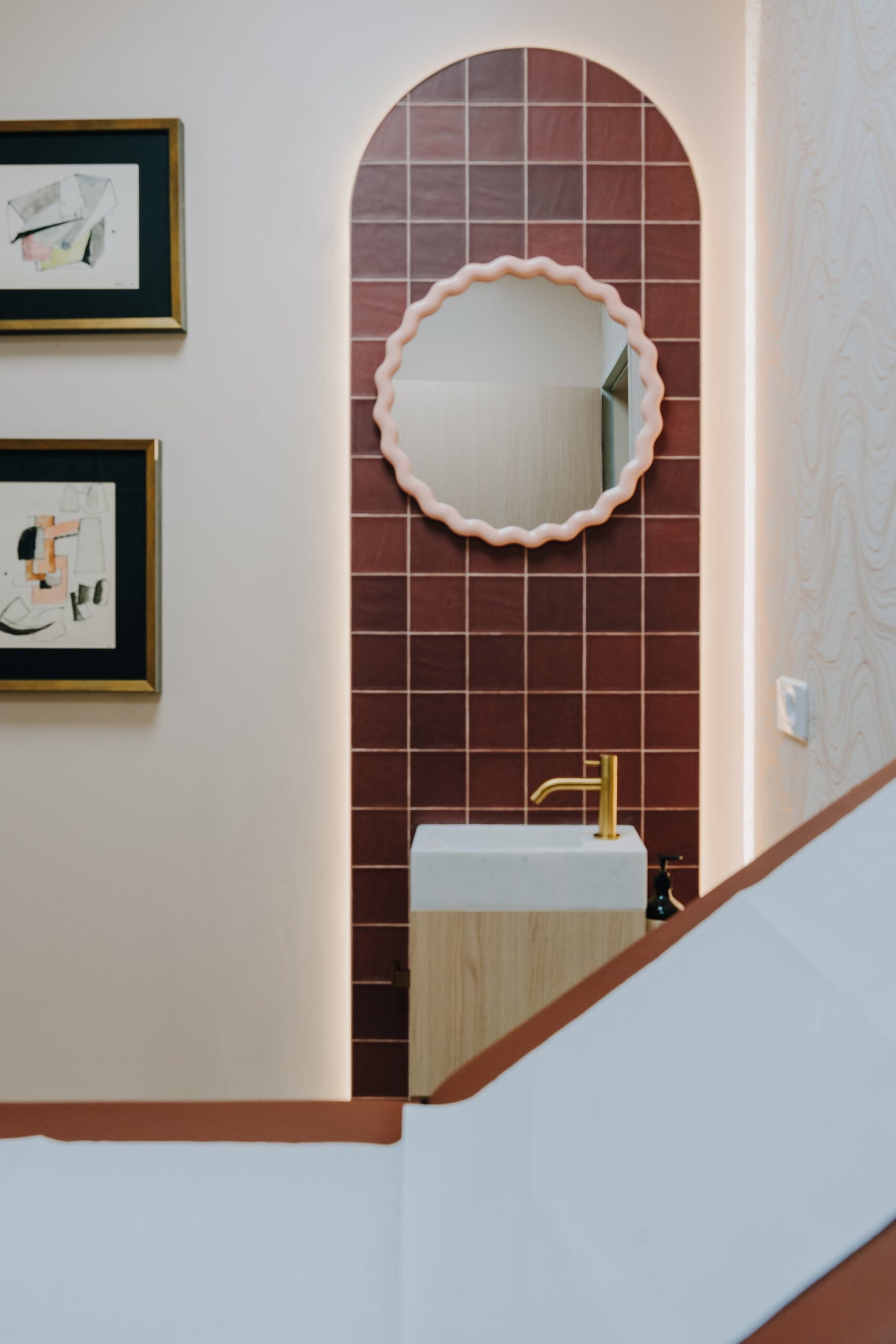 Détail, décoration, miroir, arche